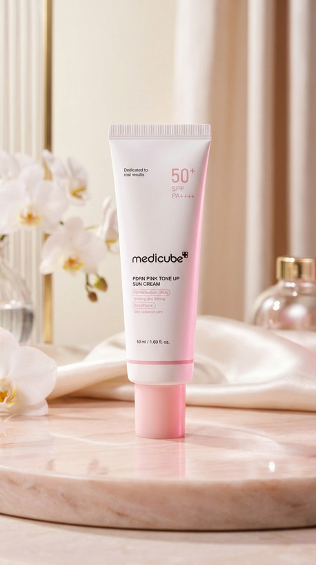 کرم ضدآفتاب مدیکیوب SPF 50+ مدل Pink Tone Up