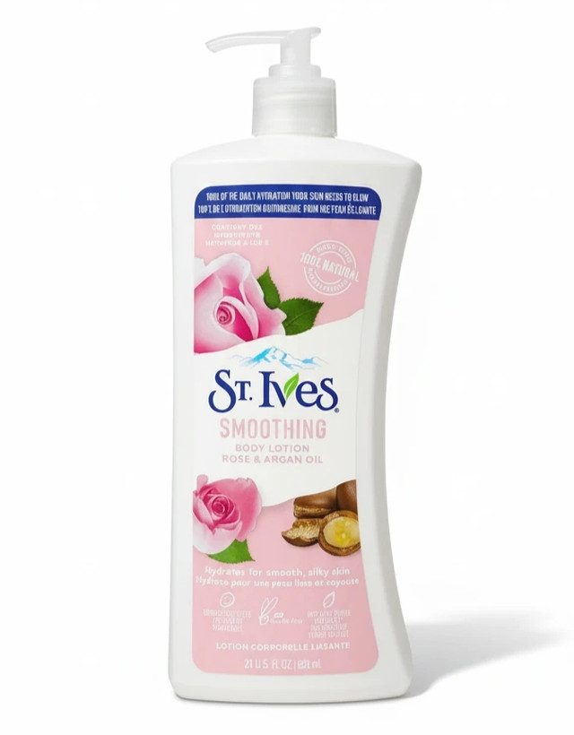 لوسیون بدن نرمکننده و لطافتبخش Stives مدل رز و روغن آرگان. اس تیوز