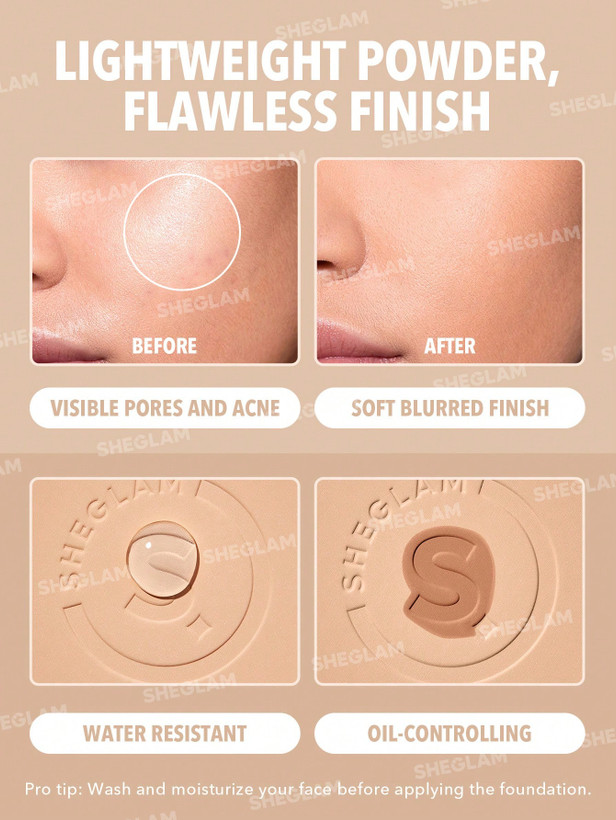 پنکک کرم پودری مات فول کاور شیگلم مدل Skin-Focus High Coverage Powder Foundation